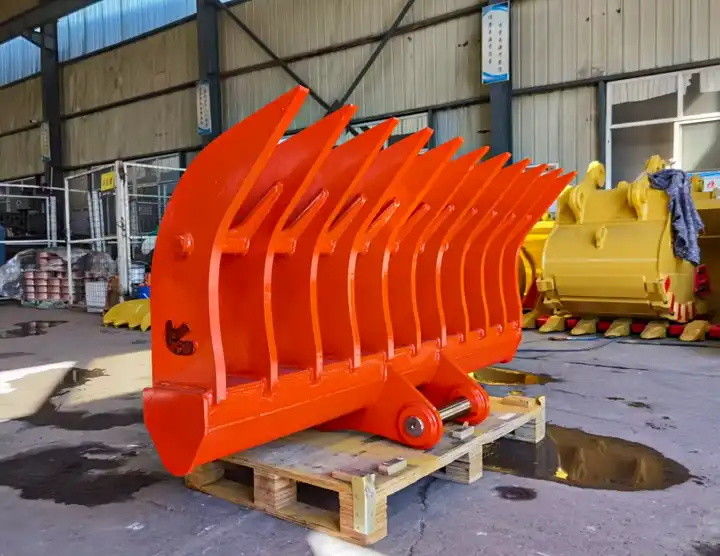 10-20T Root Rake For Excavator sweeping long bulky debris left on the ground. ভূমিতে দীর্ঘ ভারী ধ্বংসাবশেষ পরিমাপ করার জন্য এক্সক্যাভেটরের জন্য রুট র্যাক